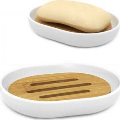 Piattino-Porta-Sapone-Saponetta-Bianco-Legno-Accessori-Bagno-12.5-X-9.5-Cm-69480