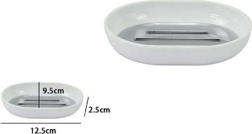 Piattino Porta Sapone Saponetta Bianco Silver Accessori Bagno 12.5 X 9.5cm 79865 Casa, arredamento e bricolage > Accessori Bagno > Set da Bagno Trade Shop italia - Napoli, Commerciovirtuoso.it