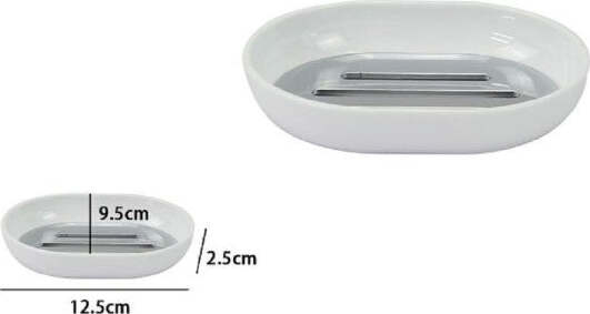 Piattino-Porta-Sapone-Saponetta-Bianco-Silver-Accessori-Bagno-12.5-X-9.5cm-79865