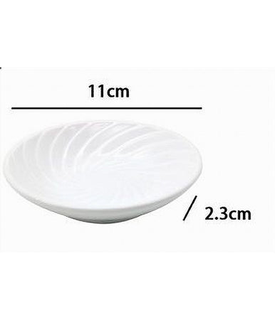 Piattino Porta Sapone Saponetta Ceramica Rigata Spirale Bianco Tondo Bagno 79959