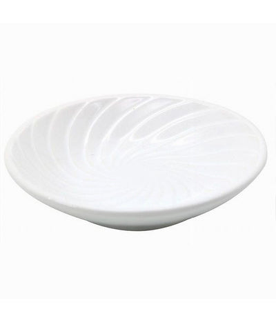Piattino Porta Sapone Saponetta Ceramica Rigata Spirale Bianco Tondo Bagno 79959