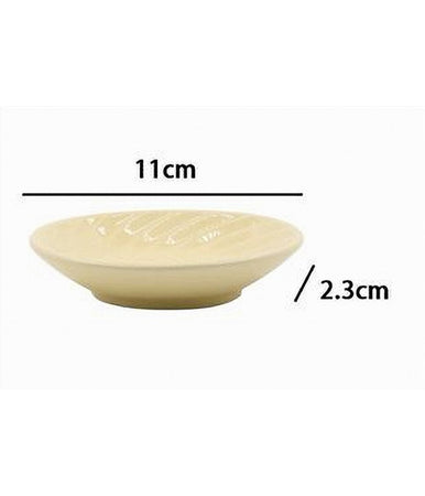 Piattino Porta Sapone Saponetta Ceramica Rigata Spirale Giallo Tondo Bagno 79962