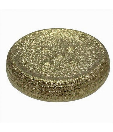 Piattino Porta Sapone Saponetta Dorato Rigato Accessorio Arredo Per Bagno 59936
