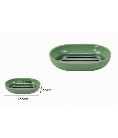 Piattino Porta Sapone Saponetta Verde Silver Accessori Bagno 12.5x9.5x2.5cm 79877