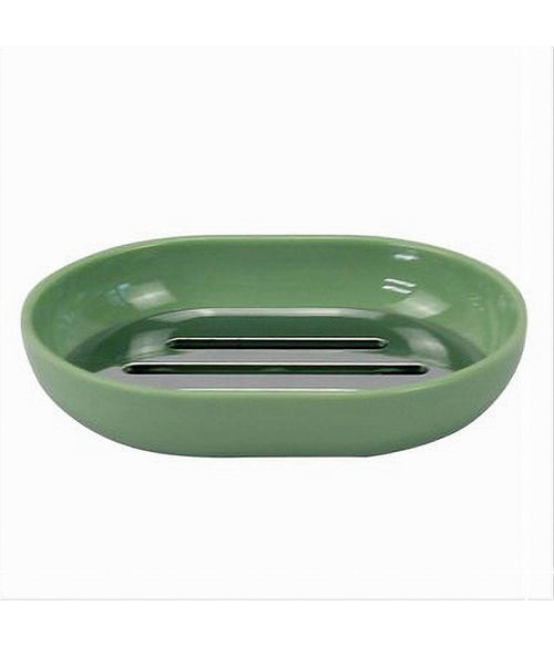 Piattino Porta Sapone Saponetta Verde Silver Accessori Bagno 12.5x9.5x2.5cm 79877