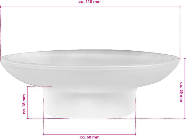 PIATTINO RICAMBIO PORTA SAPONE IN VETRO SATINATO 11CM BAGNO ACCESSORI  Trade Shop italia - Napoli, Commerciovirtuoso.it
