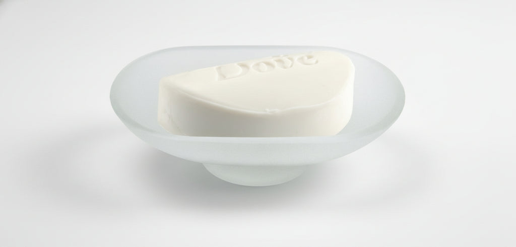 VICASKY Portasapone In Vetro Smerigliato Trasparente, Rotondo 11 Cm, Base Antiscivolo, Per Bagno, Cucina E Doccia