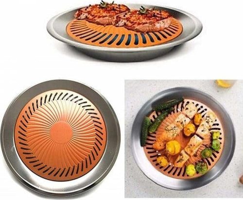 Piatto-Cottura-Grill-Titanio-Ceramica-Piano-Antiaderente-Senza-Fumo-Barbecue
