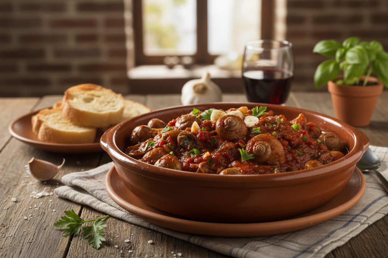 piatto di lumache al sugo