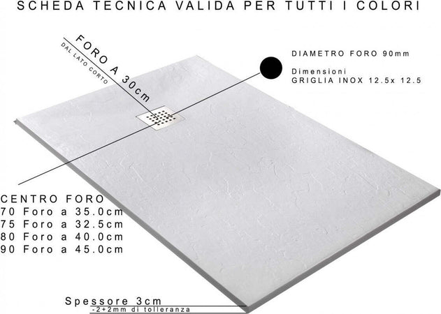 Piatto Doccia in Mineralmarmo effetto pietra Tortora Scarico Laterale Made in Italy Amalfi piatto doccia grigio tortora minimal design moderno effetto pietra Fai da te/Attrezzature per cucine e bagni/Attrezzature per bagni/Docce e componenti doccia/Box doccia StileBagno - Roma, Commerciovirtuoso.it