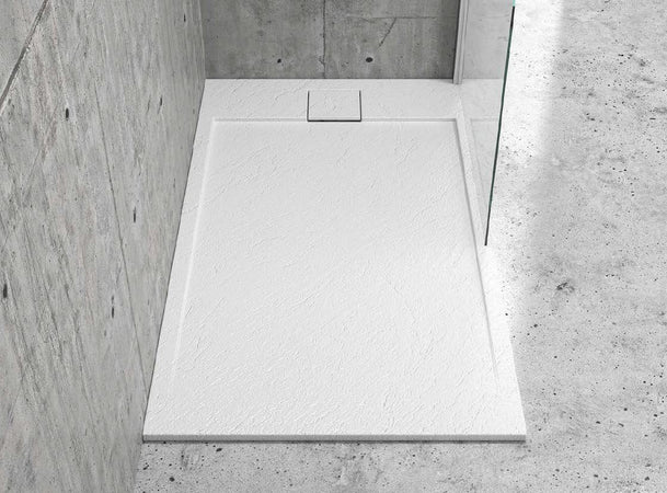 Piatto Doccia Mineralmarmo Bianco Effetto Roccia Spessore 2,3cm