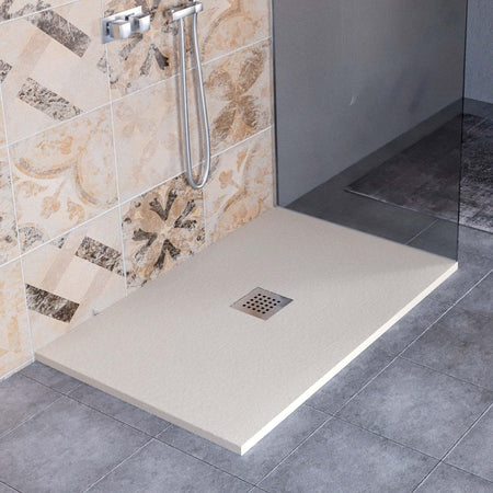 Piatto-Doccia-Mineralmarmo-effetto-pietra-made-in-Italy-scarico-centrale-colore-Crema-modello-AMALFI