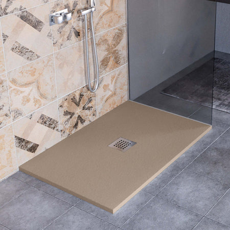 Piatto-Doccia-Mineralmarmo-effetto-pietra-made-in-Italy-scarico-centrale-colore-Tortora-modello-AMALFI