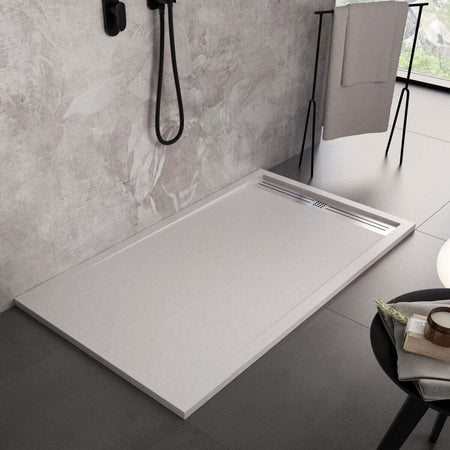 Piatto Doccia Mineralmarmo Griglia Laterale inox Bianco Moon Fai da te/Attrezzature per cucine e bagni/Attrezzature per bagni/Docce e componenti doccia/Piatti doccia StileBagno - Roma, Commerciovirtuoso.it