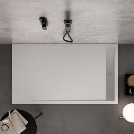 Piatto Doccia Mineralmarmo Griglia Laterale inox Bianco Moon Fai da te/Attrezzature per cucine e bagni/Attrezzature per bagni/Docce e componenti doccia/Piatti doccia StileBagno - Roma, Commerciovirtuoso.it