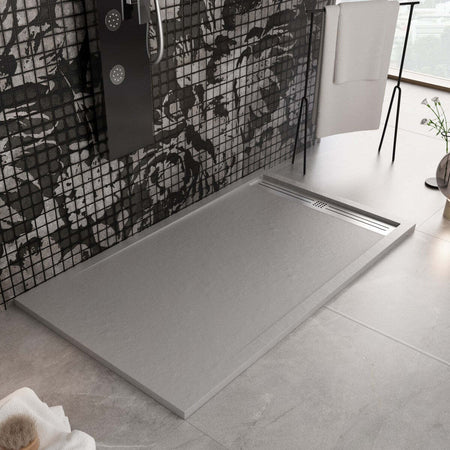 Piatto Doccia Mineralmarmo Griglia Laterale inox Grigio Chiaro Moon Fai da te/Attrezzature per cucine e bagni/Attrezzature per bagni/Docce e componenti doccia/Piatti doccia StileBagno - Roma, Commerciovirtuoso.it