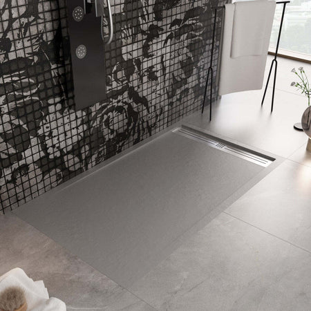 Piatto Doccia Mineralmarmo Griglia Laterale inox Grigio Chiaro Moon Fai da te/Attrezzature per cucine e bagni/Attrezzature per bagni/Docce e componenti doccia/Piatti doccia StileBagno - Roma, Commerciovirtuoso.it