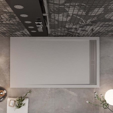 Piatto Doccia Mineralmarmo Griglia Laterale inox Grigio Chiaro Moon Fai da te/Attrezzature per cucine e bagni/Attrezzature per bagni/Docce e componenti doccia/Piatti doccia StileBagno - Roma, Commerciovirtuoso.it