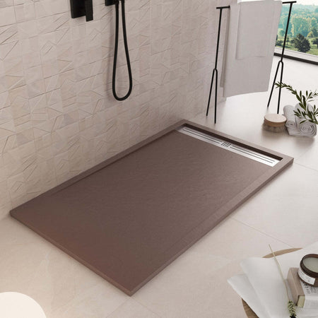 Piatto Doccia Mineralmarmo Griglia Laterale inox Marrone Moon Fai da te/Attrezzature per cucine e bagni/Attrezzature per bagni/Docce e componenti doccia/Piatti doccia StileBagno - Roma, Commerciovirtuoso.it