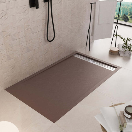Piatto Doccia Mineralmarmo Griglia Laterale inox Marrone Moon Fai da te/Attrezzature per cucine e bagni/Attrezzature per bagni/Docce e componenti doccia/Piatti doccia StileBagno - Roma, Commerciovirtuoso.it