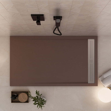 Piatto Doccia Mineralmarmo Griglia Laterale inox Marrone Moon Fai da te/Attrezzature per cucine e bagni/Attrezzature per bagni/Docce e componenti doccia/Piatti doccia StileBagno - Roma, Commerciovirtuoso.it