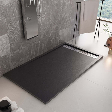 Piatto Doccia Mineralmarmo Griglia Laterale inox Nero Moon Fai da te/Attrezzature per cucine e bagni/Attrezzature per bagni/Docce e componenti doccia/Piatti doccia StileBagno - Roma, Commerciovirtuoso.it