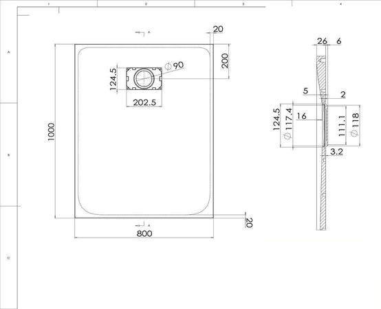Piatto Doccia Spessore 2,6cm In SMC Effetto Pietra - Bianco