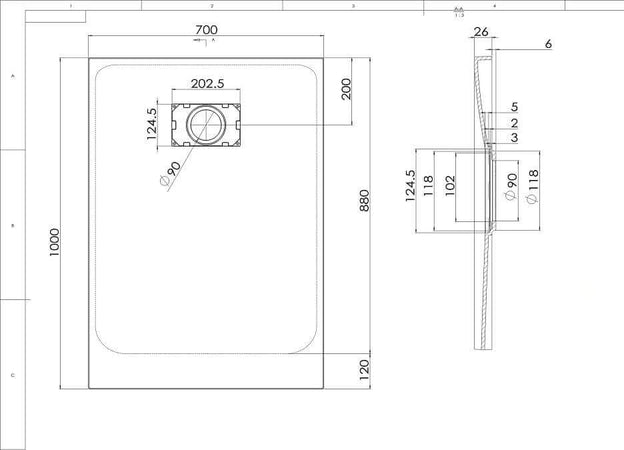 Piatto Doccia Spessore 2,6cm In SMC Effetto Pietra - Bianco