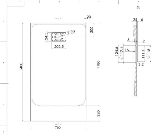Piatto Doccia Spessore 2,6cm In SMC Effetto Pietra - Bianco