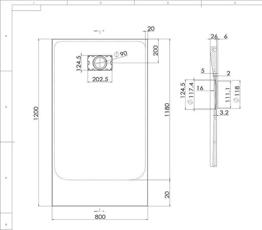 Piatto Doccia Spessore 2,6cm In SMC Effetto Pietra - Bianco