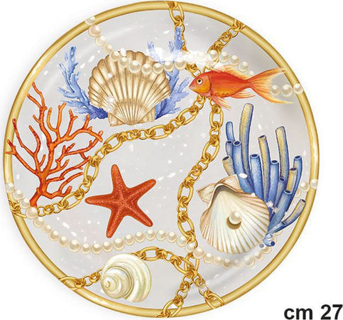 Piatto Piano Da Portata Con Conchiglie Coralli Stile Marino Centrotavola Diam 27 Casa e cucina/Stoviglie/Piatti ciotole e vassoi/Piatti per servire/Vassoi/Piatti da portata Trade Shop italia - Napoli, Commerciovirtuoso.it