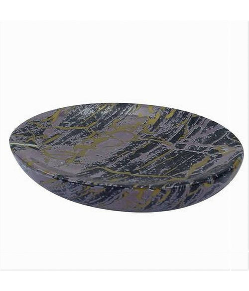 Piatto Piattino Porta Sapone Arredo Da Bagno Effetto Marmorizzato Nero Oro 59893