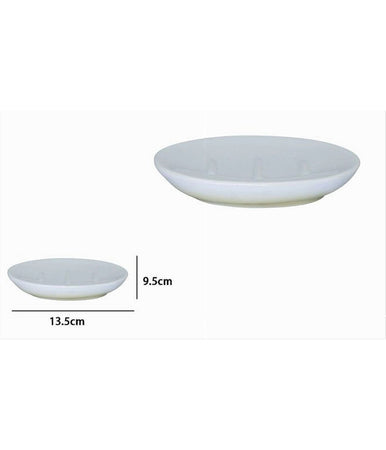 Piatto Piattino Porta Sapone Saponetta Bagno Ceramica Bianco Giallo Arredo 59904