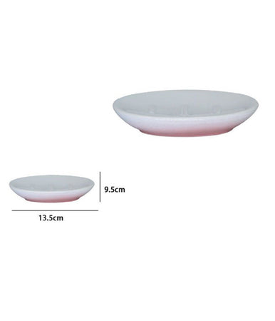Piatto Piattino Porta Sapone Saponetta Bagno Ceramica Bianco Rosa Arredo 59908