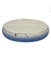 Piatto Piattino Porta Sapone Saponetta Bagno In Ceramica Bianco Blu Arredo 79968