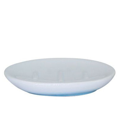 Piatto Piattino Portasapone Saponetta Bagno Ceramica Bianco Azzurro Arredo 59912