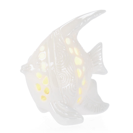 Decorazione capri realizzati in porcellana, con led, funzionanti anche con batteria 3xlr44 incluse