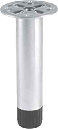 PIEDE-TONDO-PER-MOBILI-REGOLABILE-Ø28MMxH.100MM---IN-ACCIAIO-CON-FINITURA-ZINCATA---CON-GOMMINO---SENZA-VITI
