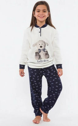 Pigiama Bimba Gary In Caldo Punto Milano Con Serafino E Stampa Con