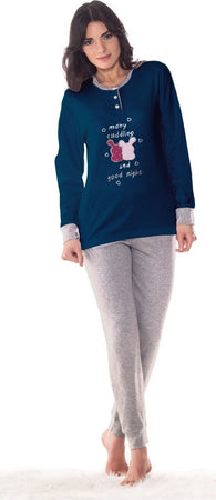 PIGIAMA DA DONNA RAGAZZA IN COTONE MAGLIA BLU SCURO E PANTALONE LUNGO GRIGIO Moda/Donna/Abbigliamento/Abbigliamento da notte lingerie e intimo/Pigiami e camicie da notte/Pigiami due pezzi Trade Shop italia - Napoli, Commerciovirtuoso.it