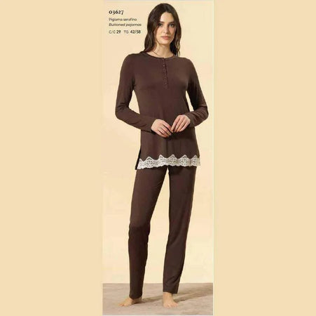Pigiama Donna Autunno/Inverno Bisbigli BQ203627 – Serafino in Jersey Modal Manica e Pantalone Lungo