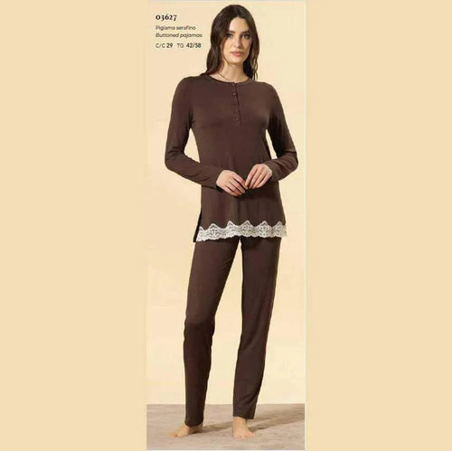Pigiama Donna Autunno/Inverno Bisbigli BQ203627 – Serafino in Jersey Modal Manica e Pantalone Lungo