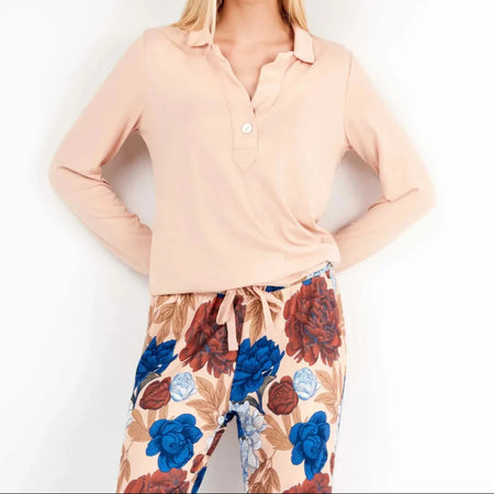 Pigiama Donna Autunno/Inverno Gisela 2/20304S – Set Maglia Morbida con Stampa Floreale