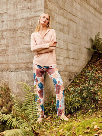 Pigiama Donna Autunno/Inverno Gisela 2/20304S – Set Maglia Morbida con Stampa Floreale