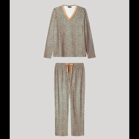 Pigiama Donna Autunno/Inverno Gisela 2/20308S – Stampa Animalier con Dettaglio Pizzo
