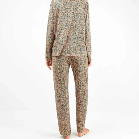 Pigiama Donna Autunno/Inverno Gisela 2/20308S – Stampa Animalier con Dettaglio Pizzo