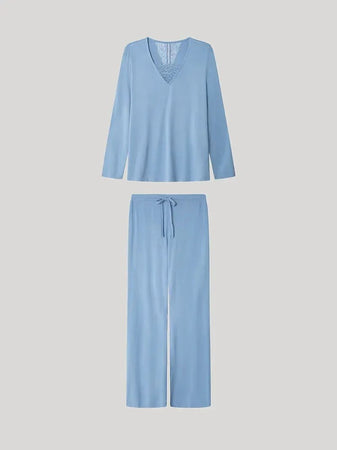 Pigiama Donna Autunno/Inverno Gisela 2/20318S – Monocromatico in Viscosa con Dettaglio Pizzo
