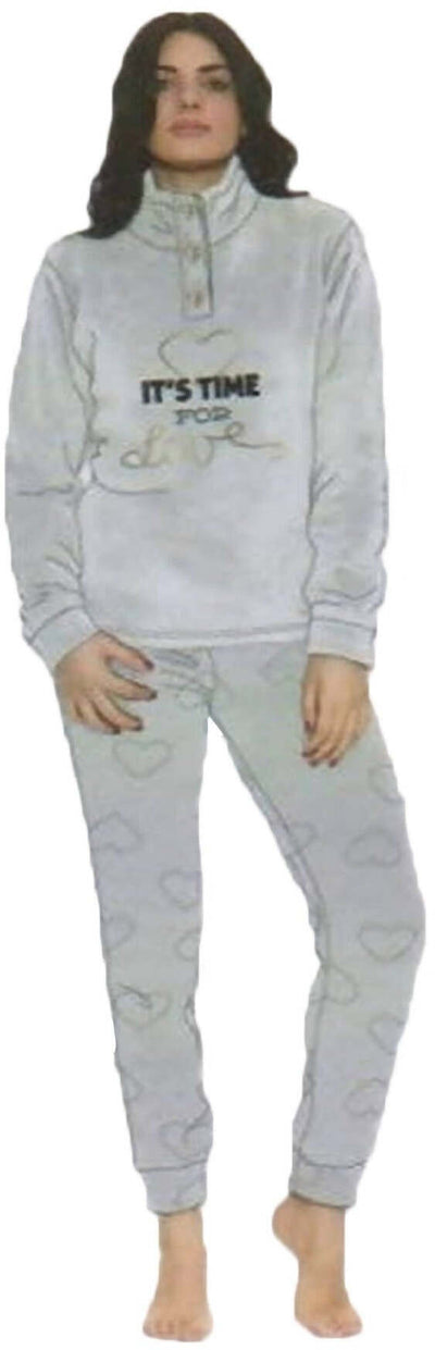 Pigiama Donna In Coral You&me Art. 282 In Pile Con Chiusura A 3 Bottoni A Due Pezzi Invernale Traspirante E Confortevole