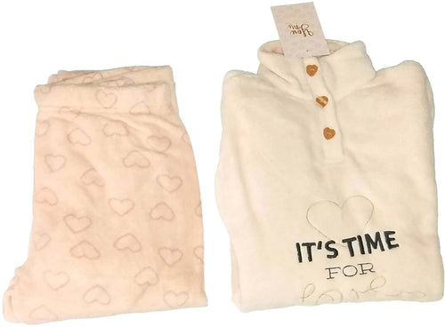 Pigiama Donna In Coral You&me Art. 282 In Pile Con Chiusura A 3 Bottoni A Due Pezzi Invernale Traspirante E Confortevole