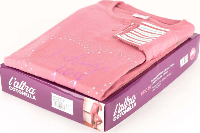 Pigiama Donna L'altra Cotonella Interlok Pigiama Due Pezzi Made in Italy Con Scritta E Cuore Art. Ddc460000 Moda/Donna/Abbigliamento/Abbigliamento da notte lingerie e intimo/Pigiami e camicie da notte/Pigiami due pezzi L’Orchidea - Siderno, Commerciovirtuoso.it